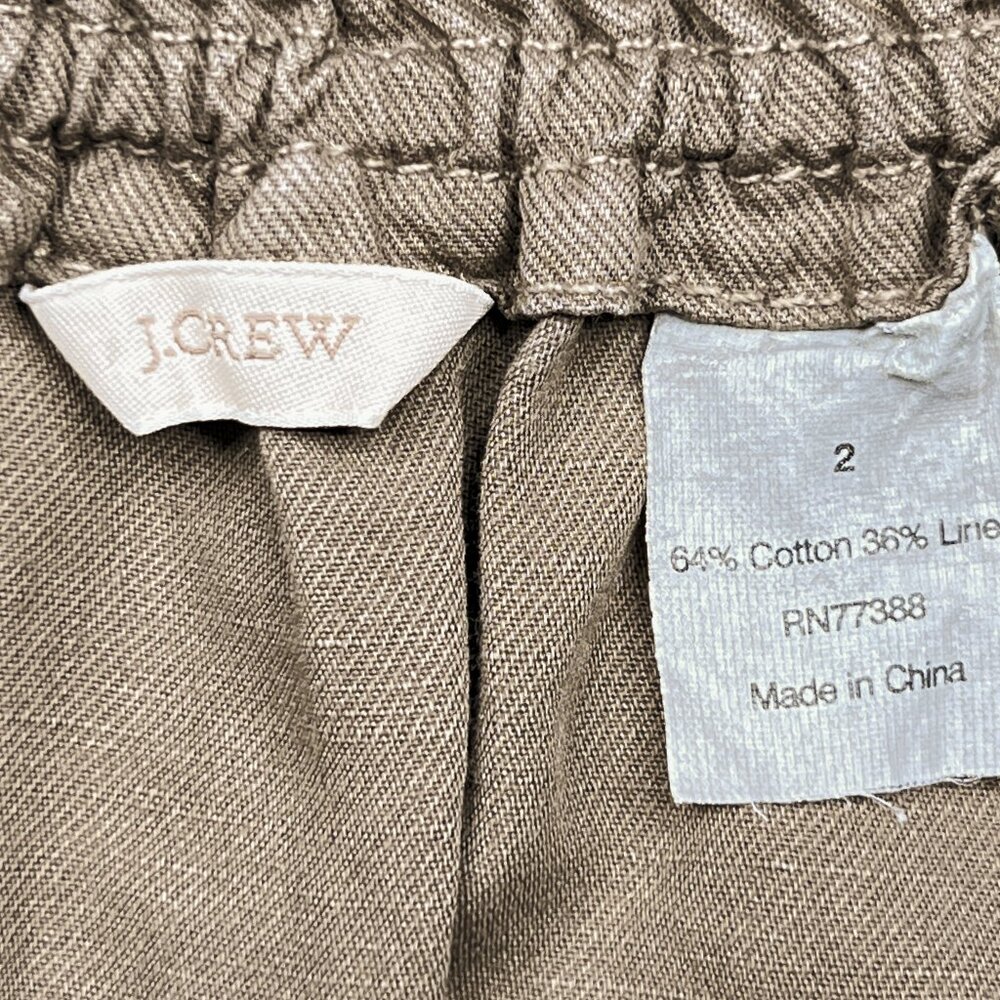 J. Crew Linen Sidewalk Skirt Paperbag Mini in Khaki Camel Size 2 - Picture 4 of 5
